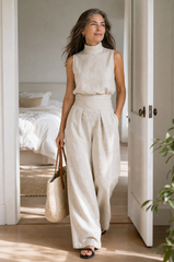 Valeria Quadrelli™ Lekki zestaw z bezrękawnikiem i spodniami wide leg w swobodnym stylu