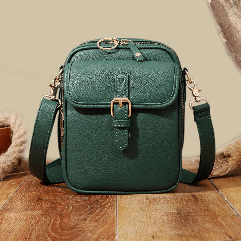 Vincross Vintage Mini Messenger Bag - close-up of zipper and hardware detail