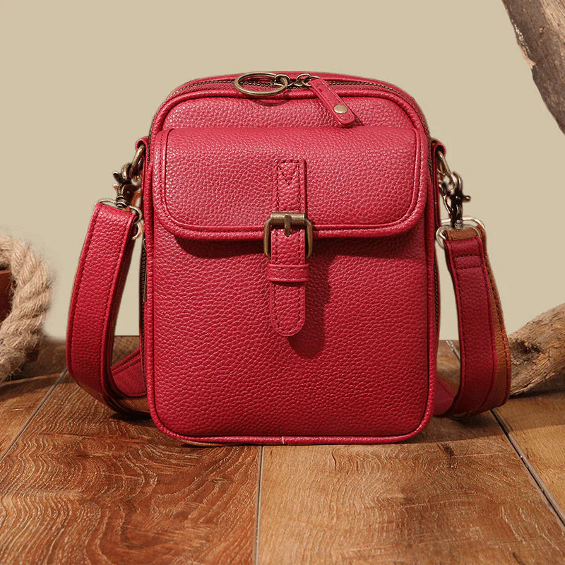 Vincross Vintage Mini Messenger Bag - overhead flat lay showing full bag dimensions
