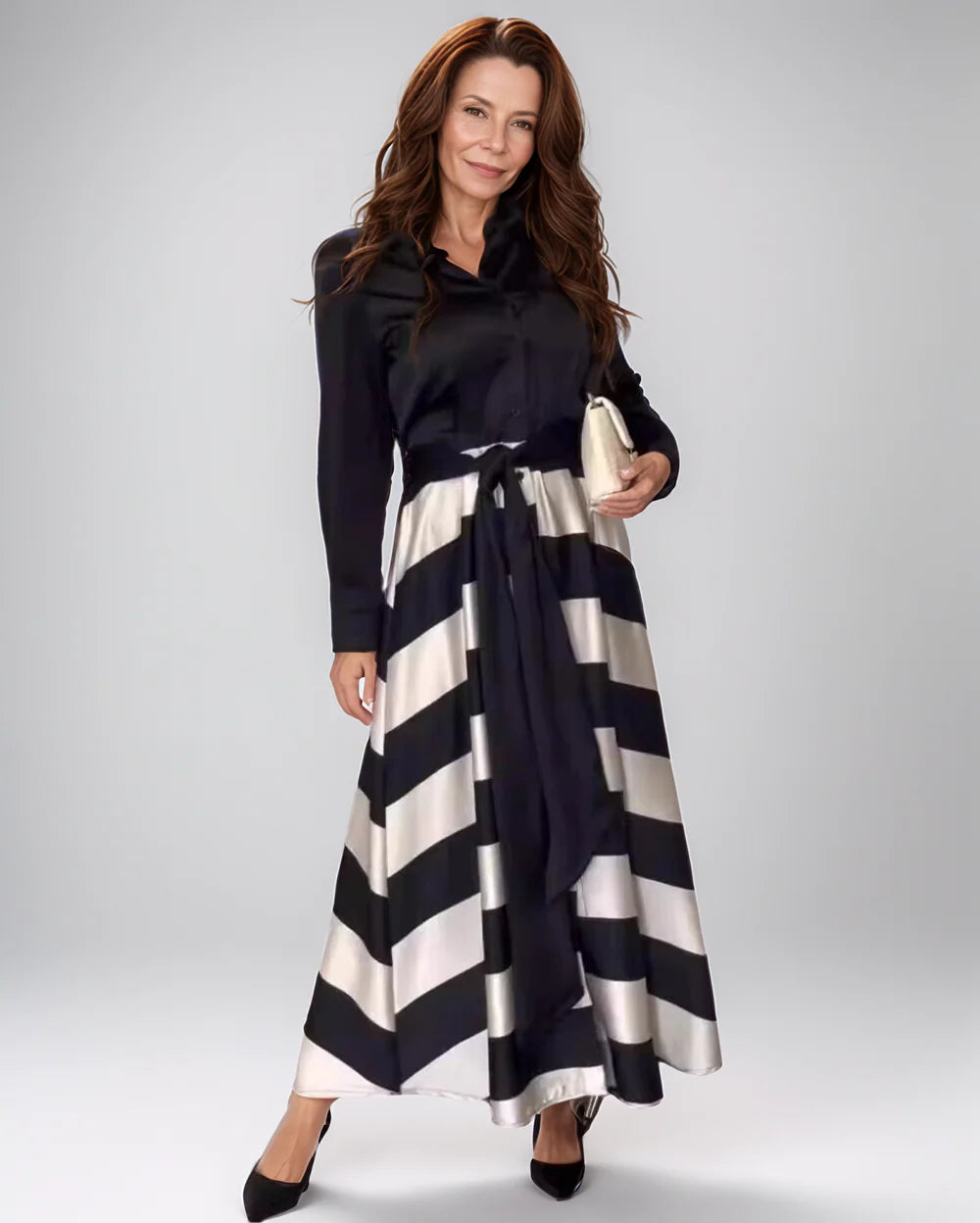 Wanda Cutino Elegant Autumn Dress - front full-length view