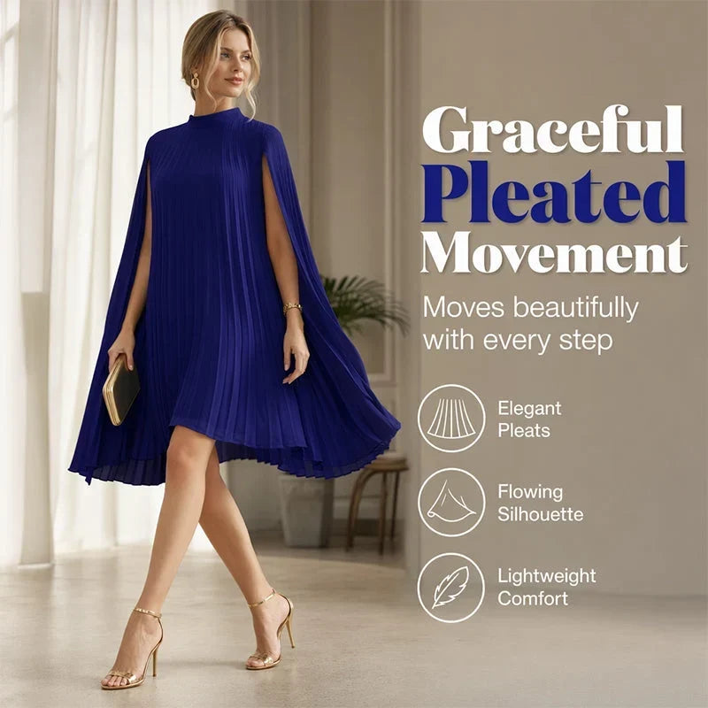 Zelinda Barchetti™ Elegancka sukienka plisowana z peleryną dla prostej elegancji