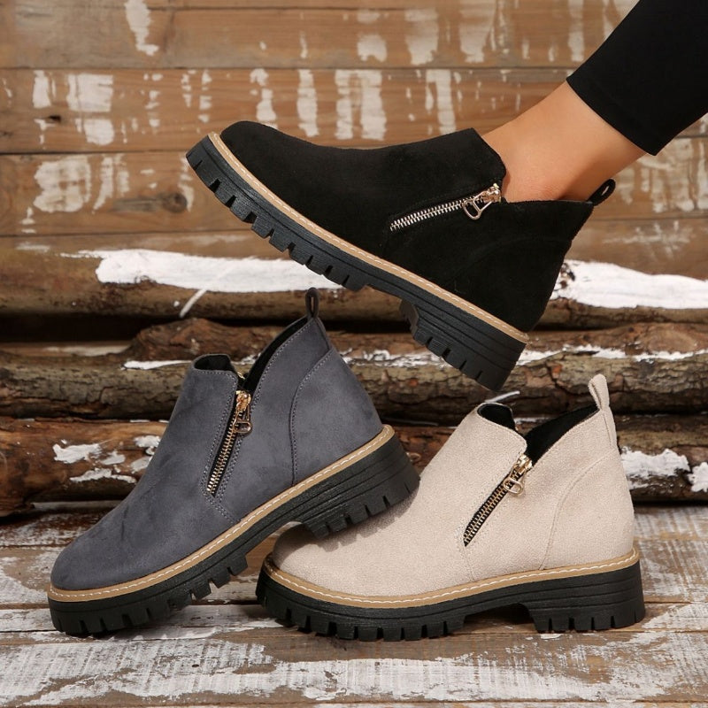 ZipStryde Sleek Zip Ankle Boots - side profile view showing side zipper detail