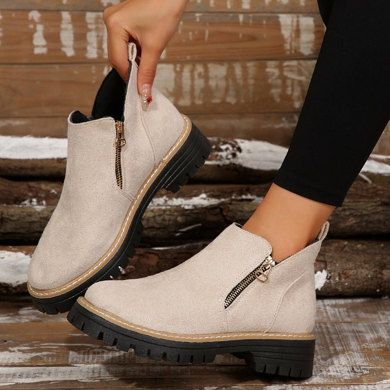 ZipStryde Sleek Zip Ankle Boots - top-down view showing round toe silhouette