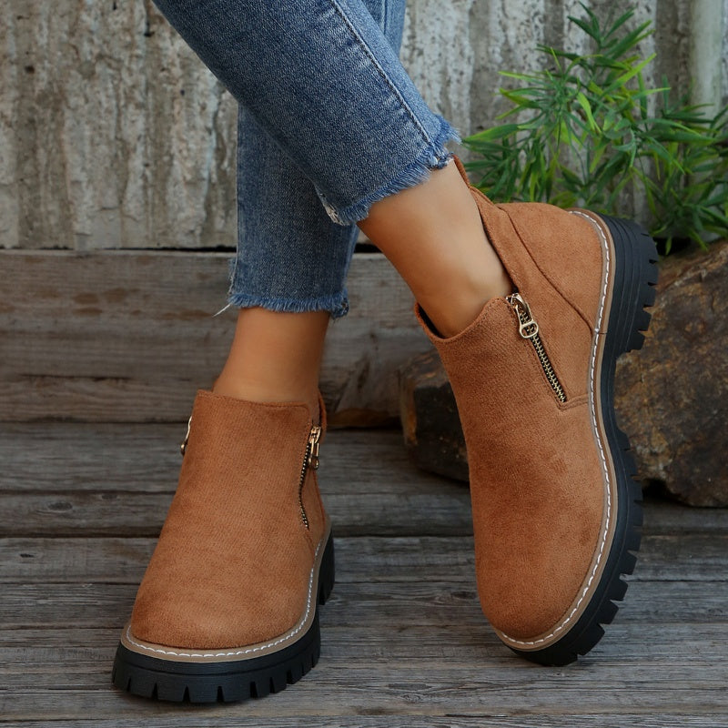 ZipStryde Sleek Zip Ankle Boots - single boot standing upright showing full silhouette